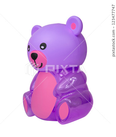 Pink toy bear plastic gift baby isolated on the white background Pink toy bear plastic gift baby isolated on the white background 123477747