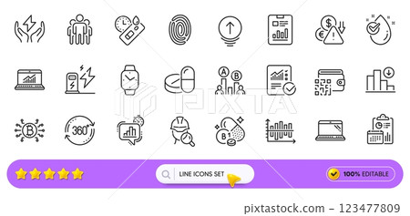 Qr code, Swipe up and Online statistics line icons for web app. Pack of Covid test, Thiamine vitamin, Water drop pictogram icons. Checked calculation, Charging station, Smartwatch signs. Vector Qr code, Swipe up and Online statistics line icons for web app. Pack of Covid test, Thiamine vitamin, Water drop pictogram icons. Checked calculation, Charging station, Smartwatch signs. Vector 123477809