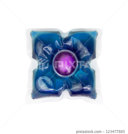 Washing gel capsule powder for cloth isolated on the white background 123477885