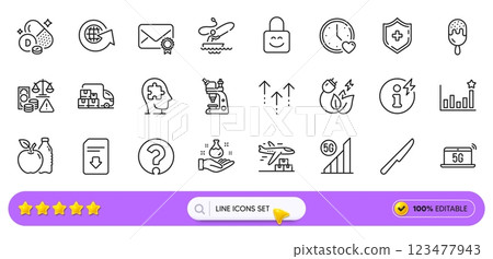 Power info, Fraud and Question mark line icons for web app. Pack of Microscope, Download file, Delivery truck pictogram icons. Medical shield, Mental conundrum, Dating signs. World globe. Vector Power info, Fraud and Question mark line icons for web app. Pack of Microscope, Download file, Delivery truck pictogram icons. Medical shield, Mental conundrum, Dating signs. World globe. Vector 123477943