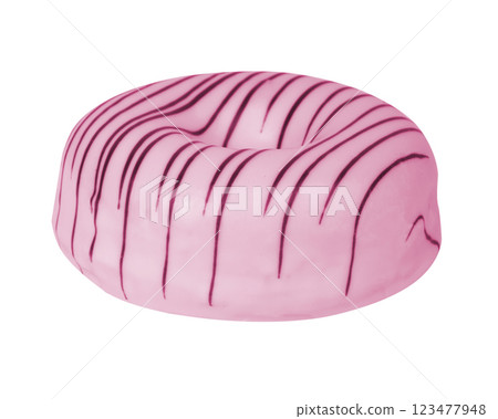Pink glazed donut isolated on the white background 123477948