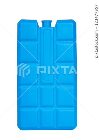 Blue battery cold for freeze bag summer freexer isolated on the white 123477957