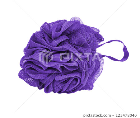 Shower puff sponge soft fluffy for bath isolated on the white background Shower puff sponge soft fluffy for bath isolated on the white background 123478040