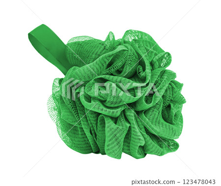 Shower green sponge soft fluffy for bath isolated on the white background Shower green sponge soft fluffy for bath isolated on the white background 123478043