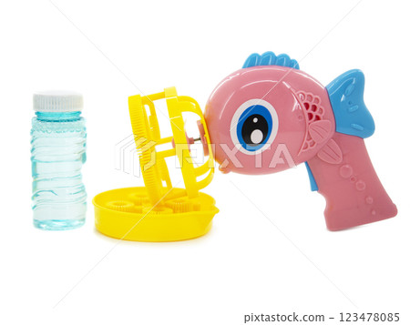 Bubble soap toy plastic isolated on the white background Bubble soap toy plastic isolated on the white background 123478085