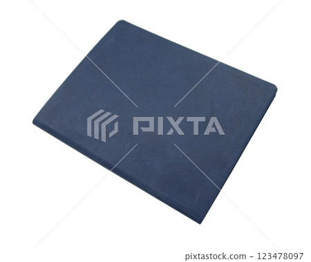 Leather blue notebook planner isolated on the white background 123478097