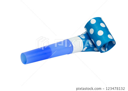 Party foil whistle festive noisemaker blowout isolated on the white Party foil whistle festive noisemaker blowout isolated on the white 123478132