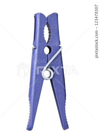 Household clothespin clip peg isolated on the white background 123478307
