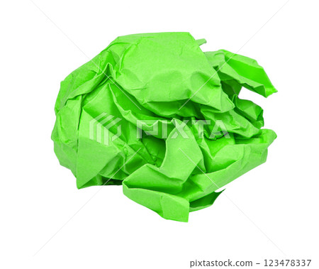 Crumpled green paper ball isolated on the white background Crumpled green paper ball isolated on the white background 123478337
