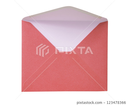 Pink paper envelope postcard isolated on the white background Pink paper envelope postcard isolated on the white background 123478366