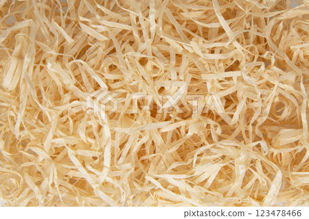 Wooden sawdust shavings natural texture background 123478466