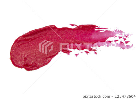 Glossy lipstick track example trace isolated on the white background 123478604