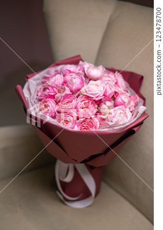 Beautiful Pink ranunculus Bouquet close up 123478700