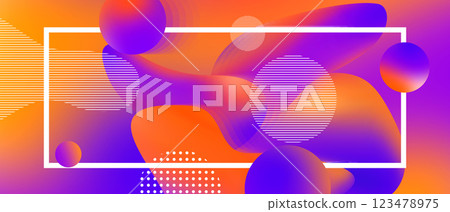 Suprematic creative wide banner mockup with liquid primitive amorphous shapes. Holographic synthwave frame border for web header, graphic design. Suprematic creative wide banner mockup with liquid primitive amorphous shapes. Holographic synthwave frame border for web header, graphic design. 123478975