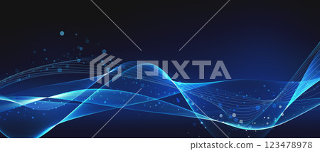 Creative abstract banner illustration. Blue colored liquid waves. Energy flow for branding, banner, graphic design. Music, energy, open space concept 123478978