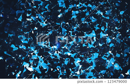 3d rendering illustration of flying particles after explosion. Broken glass splinters. Abstract background. 123479000