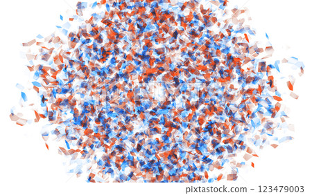 3d rendering illustration of flying particles after explosion. Colorful broken glass splinters. 123479003