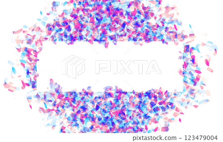 3d rendering illustration of flying particles after explosion. Broken glass splinters. Rectangle copy space template. 123479004