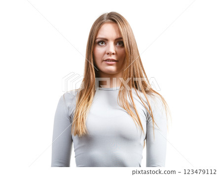 Fit female wearing thermoactive underwear 123479112