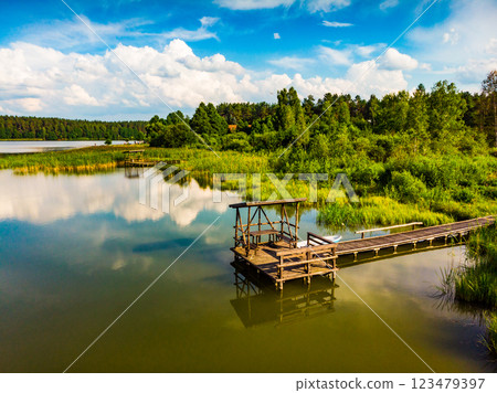 Lake at summer Masuria, Poland 123479397