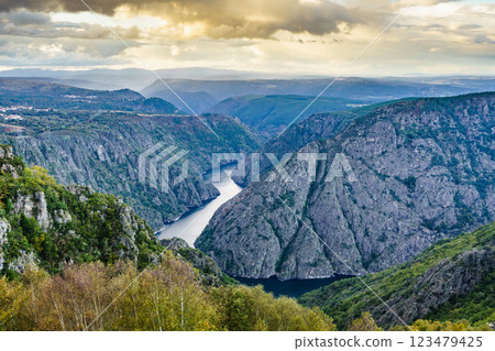Mountain view. River Sil Canyon in Galicia Spain 123479425