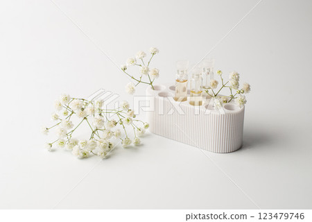 little organizer for your perfume samples. Luxury and natural cosmetics presentation. 123479746