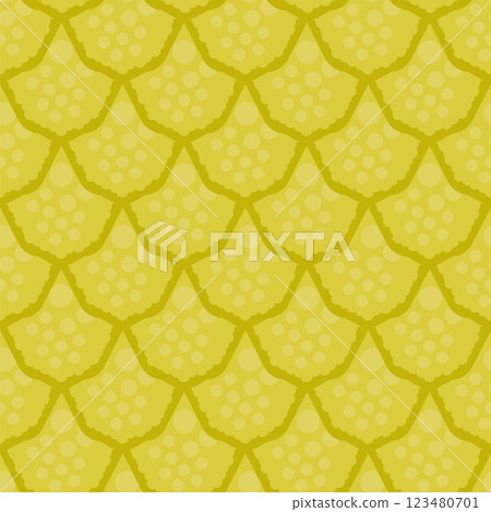 Vector snake pattern. Yellow dragon scale. Fish seamless texture. Gold skin background of reptile mermaid lizard. Oriental monster skin print Vector snake pattern. Yellow dragon scale. Fish seamless texture. Gold skin background of reptile mermaid lizard. Oriental monster skin print 123480701