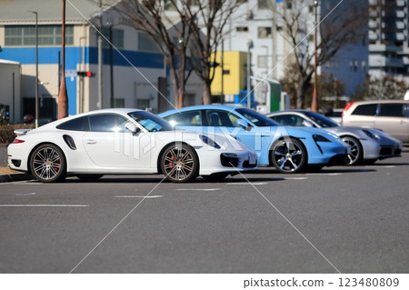 Image of a line of sports cars 123480809