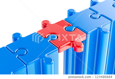 Bridging Loans concept. Bridge from puzzles. 3D rendering Bridging Loans concept. Bridge from puzzles. 3D rendering 123480884