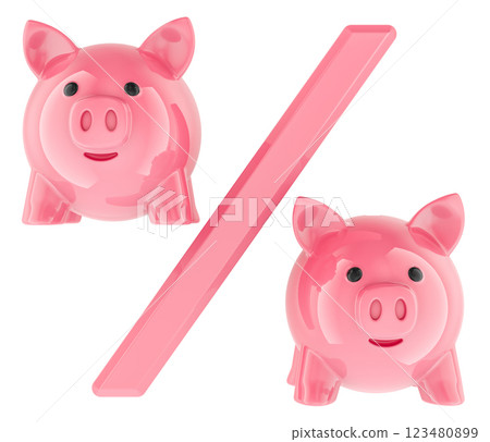 Piggy bank percent, 3D rendering Piggy bank percent, 3D rendering 123480899
