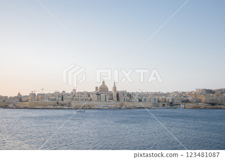 Valletta city the capital of Malta panoramic view from Sliema town 123481087