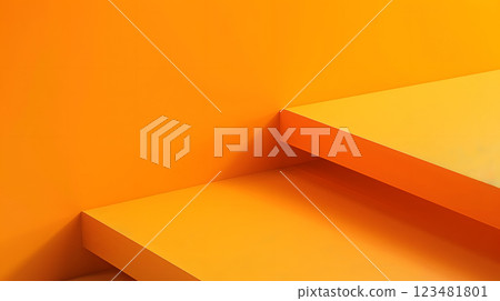 Stylish minimalist orange staircase with sleek design and vibrant colors, perfect for contemporary architecture and interior design lovers, blending artistic aesthetics with a bold approach 123481801