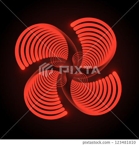 Abstract fan blades on dark red background 123481810