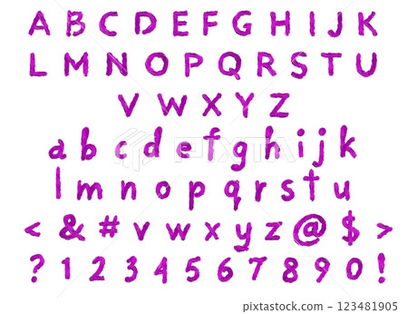 English alphabet from A to Z and numbers from 0 to 9. Handwritten font with oil paint. 123481905