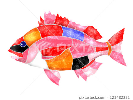 Beautiful mosaic-style cutout illustration of saltwater fish Thailand Beautiful mosaic-style cutout illustration of saltwater fish Thailand 123482221