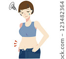 A short-haired woman who feels fat 123482364