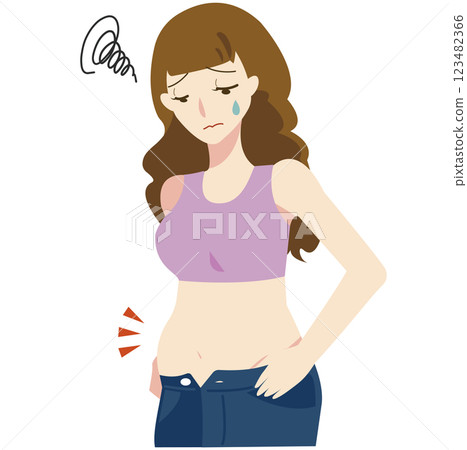 A woman with long hair who feels fat 123482366