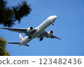 A passenger plane passing over Jonan Island 123482436