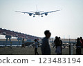 A passenger plane preparing to land at Haneda 123483194