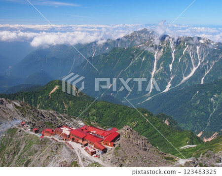 Mt. Kasagatake in summer as seen from Mt. Yari Mt. Kasagatake in summer as seen from Mt. Yari 123483325