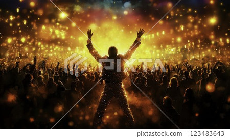 Vibrant Celebration with Sparkling Lights and Joyful Crowd Vibrant Celebration with Sparkling Lights and Joyful Crowd 123483643