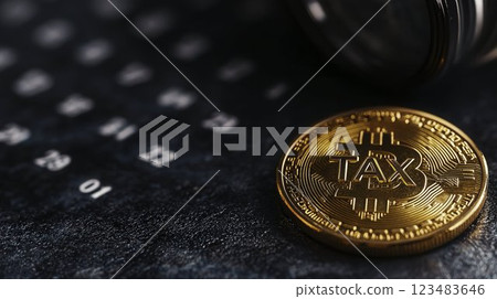 Tax Coin Lying on Calendar Background for Financial Planning Concept 123483646