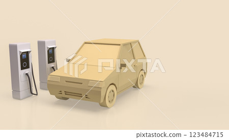 The EV Station and Car for Technology or Transportation concept 3d Rendering. 123484715