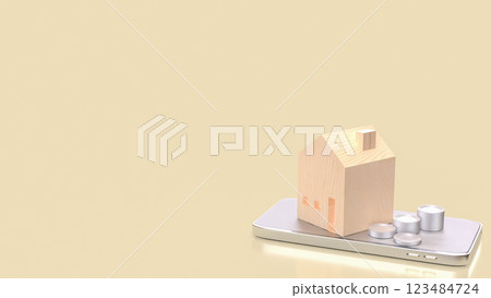 The House on mobile for property or real estate concept 3d Rendering. The House on mobile for property or real estate concept 3d Rendering. 123484724