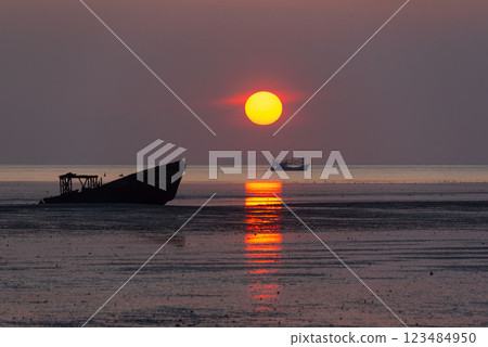 Beautiful sky in the morning at Saphanhin public beach, Phuket, Thailand. Beautiful sky in the morning at Saphanhin public beach, Phuket, Thailand. 123484950
