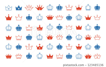 Crown icon royal illustration decoration set ranking prince princess line simple 123485136