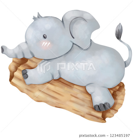 hand drawn watercolor cute elephant cartoon 123485197
