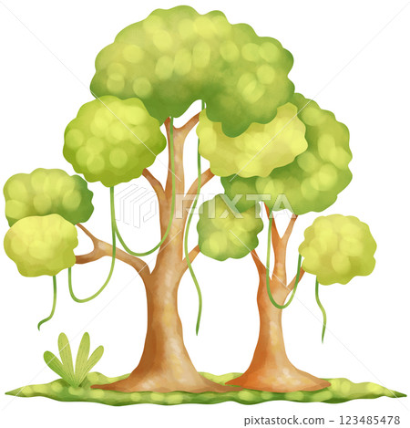 hand painted watercolor forest 123485478