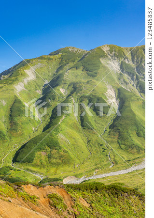 View of Raichozawa and Betsuyama Norikoshi from Raicho-so Mountain climbing in the Northern Alps View of Raichozawa and Betsuyama Norikoshi from Raicho-so Mountain climbing in the Northern Alps 123485837