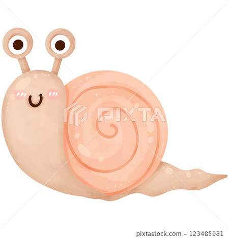 hand drawn watercolor cartoon snail 123485981